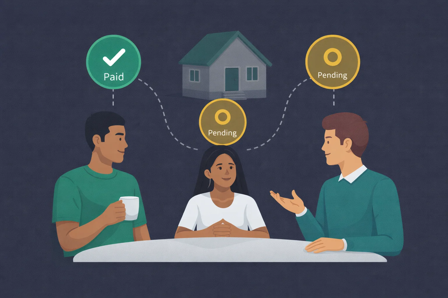 Colocataires discutant du statut de paiement de leur loyer